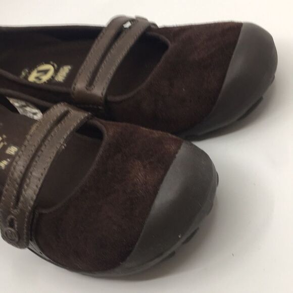 Merrell Plaza Bandeau suede Mary Jane Slip On Wedge Chocolate  Womens Size 7 - Picture 13 of 17